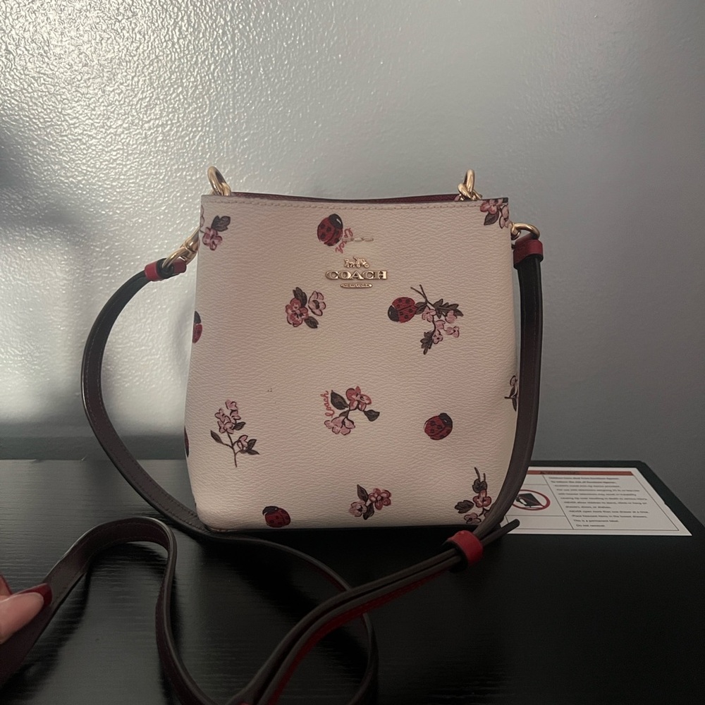 Coach Mini Floral with Ladybug Crossbody Bucket Bag